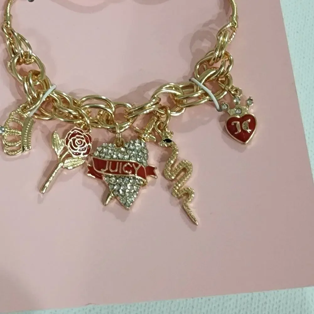 Juicy Couture charm roses‎ snake heart bracelet new!!